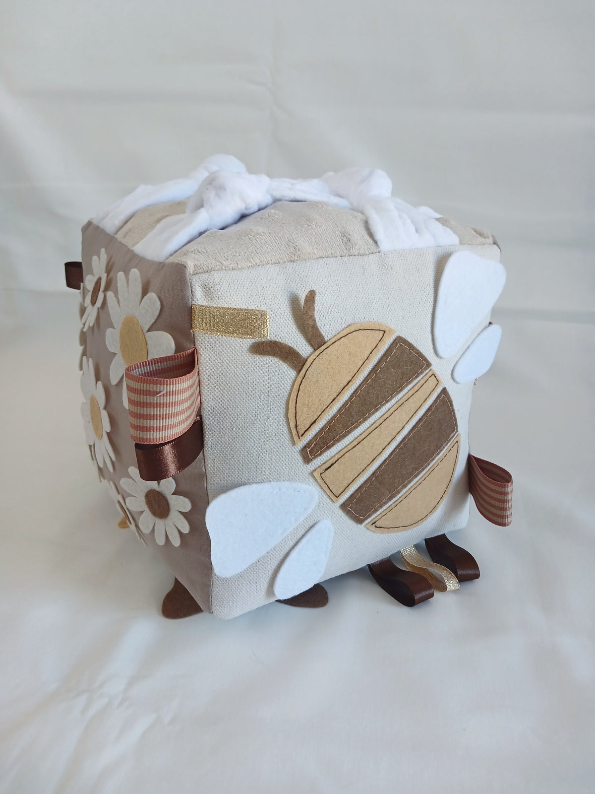 Beige Busy Bee Baby Cube