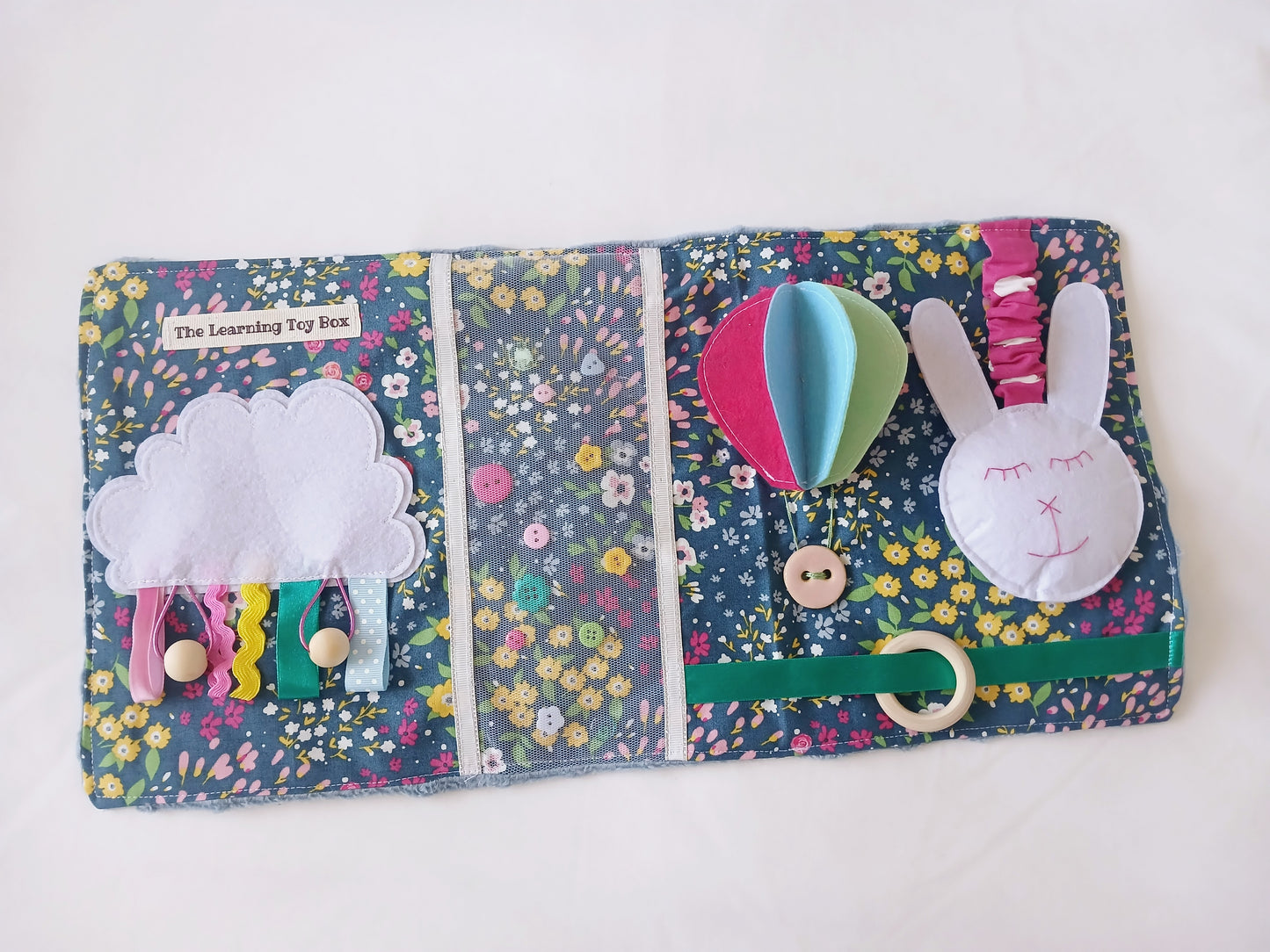 Baby Fidget Blanket - Floral Blue