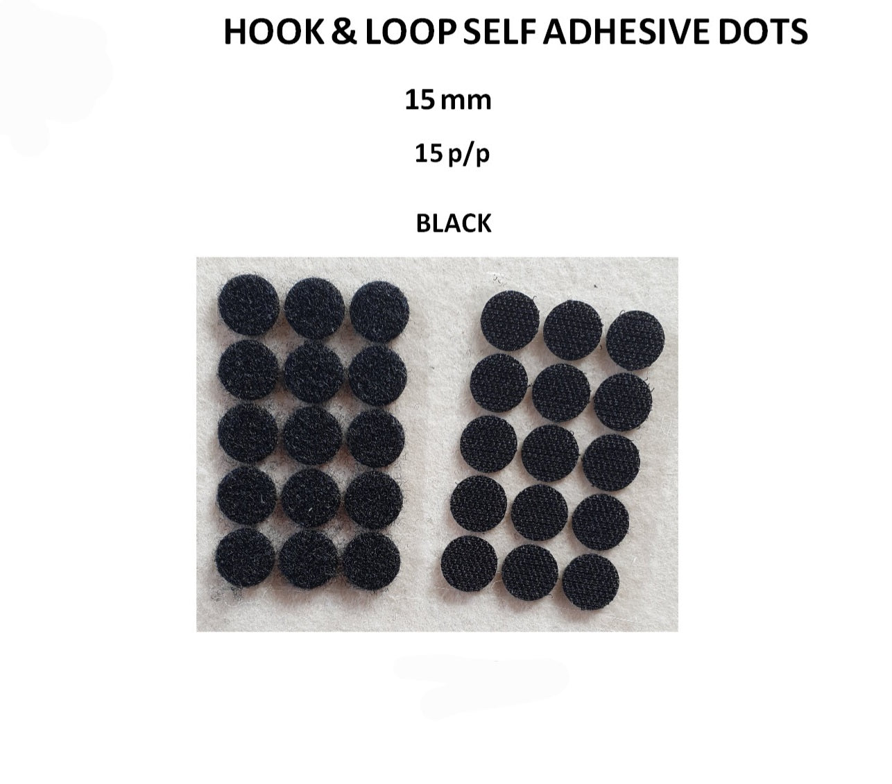 Hook 'n Loop Dots (Black) 5/8 dia. 10 sets #3255
