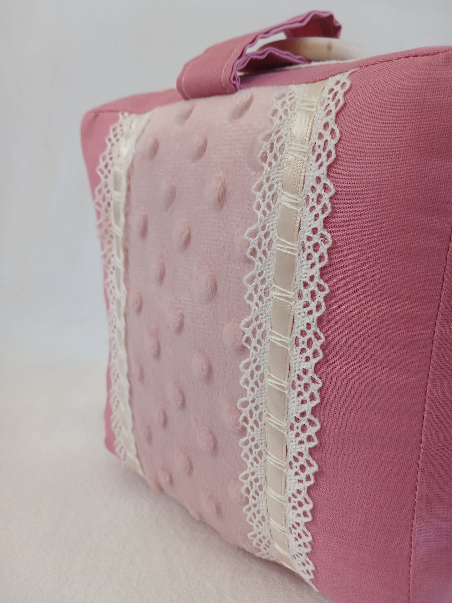 Blush Pink and Vintage Lace Baby Cube