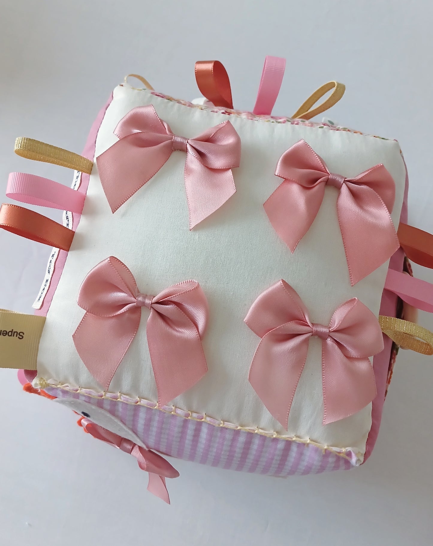 Pink Bows and a Silky Goose Baby Cube