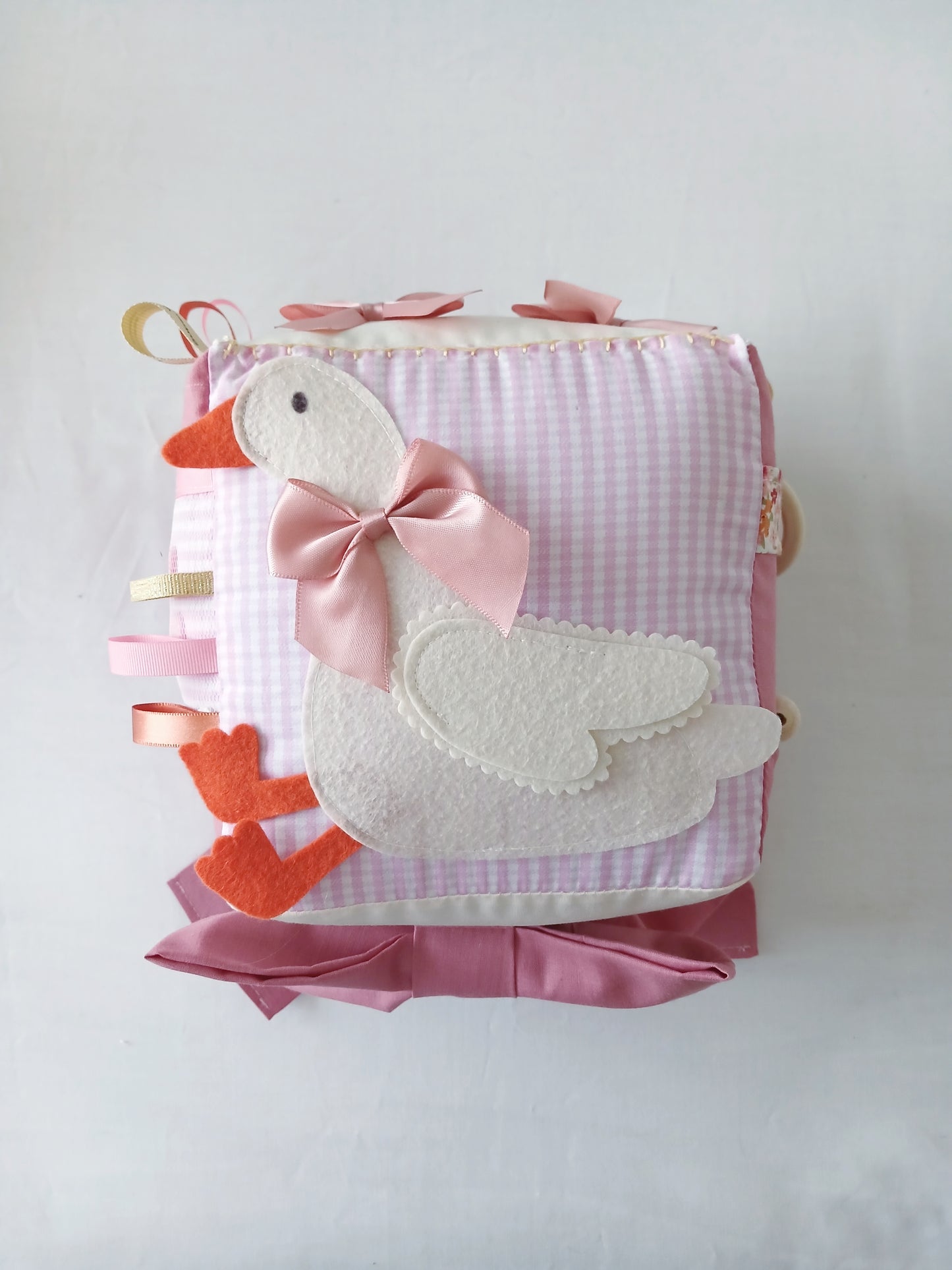 Pink Bows and a Silky Goose Baby Cube