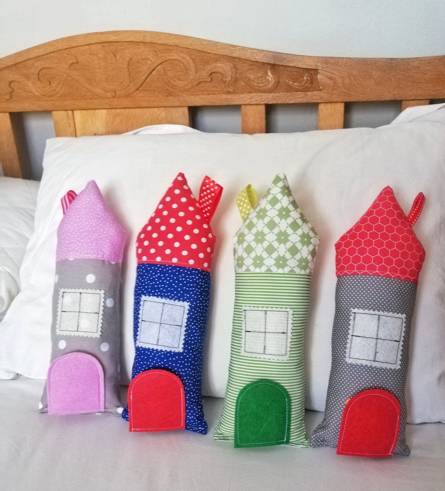 Tooth Fairy House Pillow - Pink and Grey