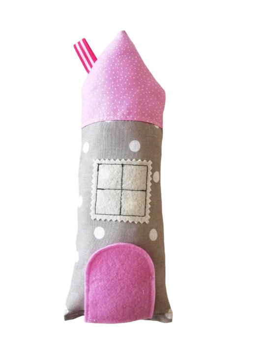 Tooth Fairy House Pillow - Pink and Grey