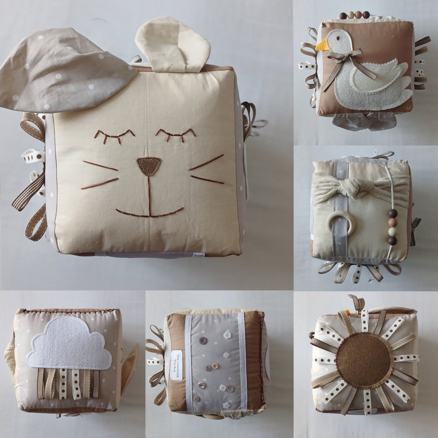 Beige and Cream Bunny Baby Cube
