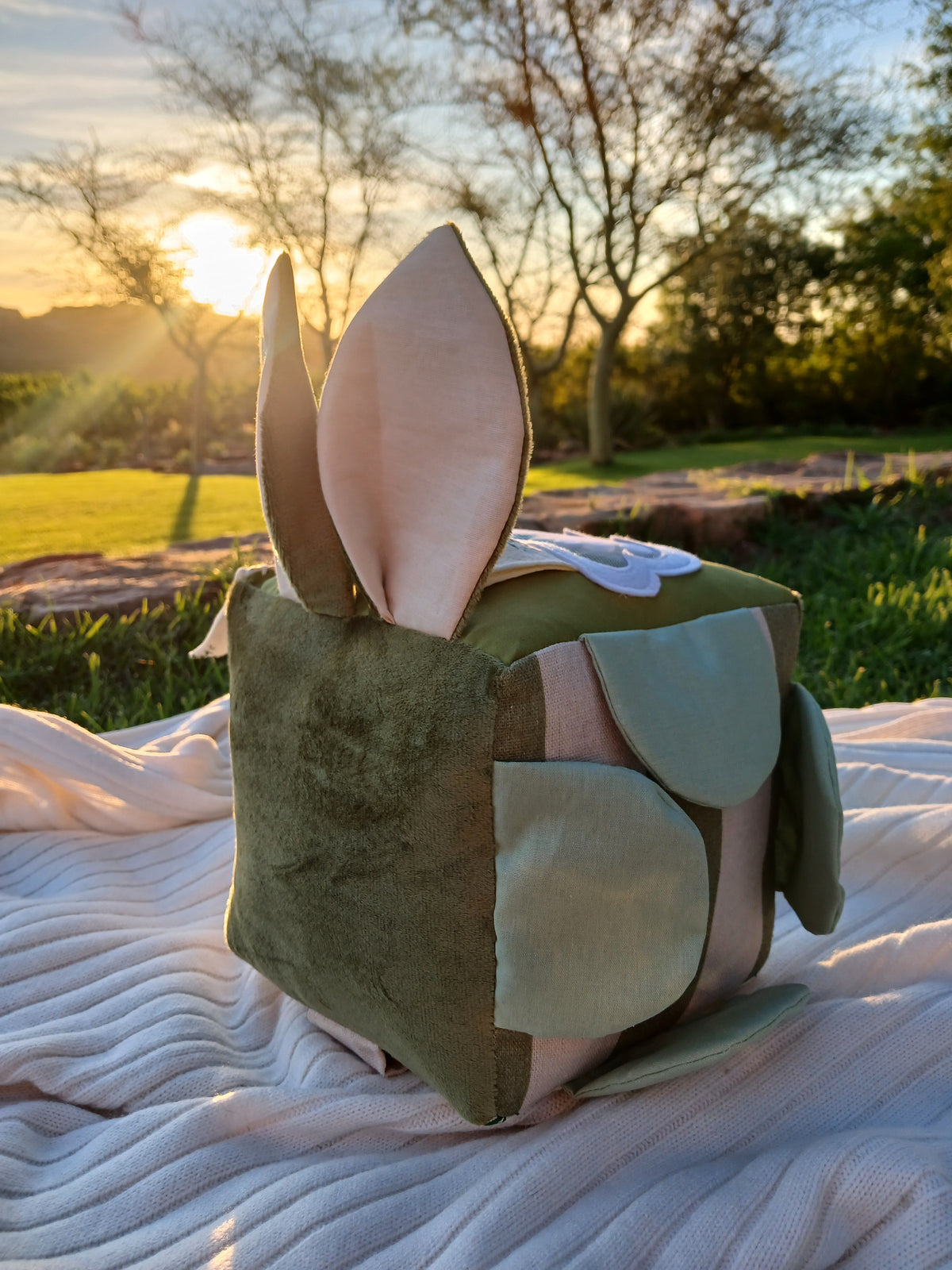 Sage Suede Bunny Cube