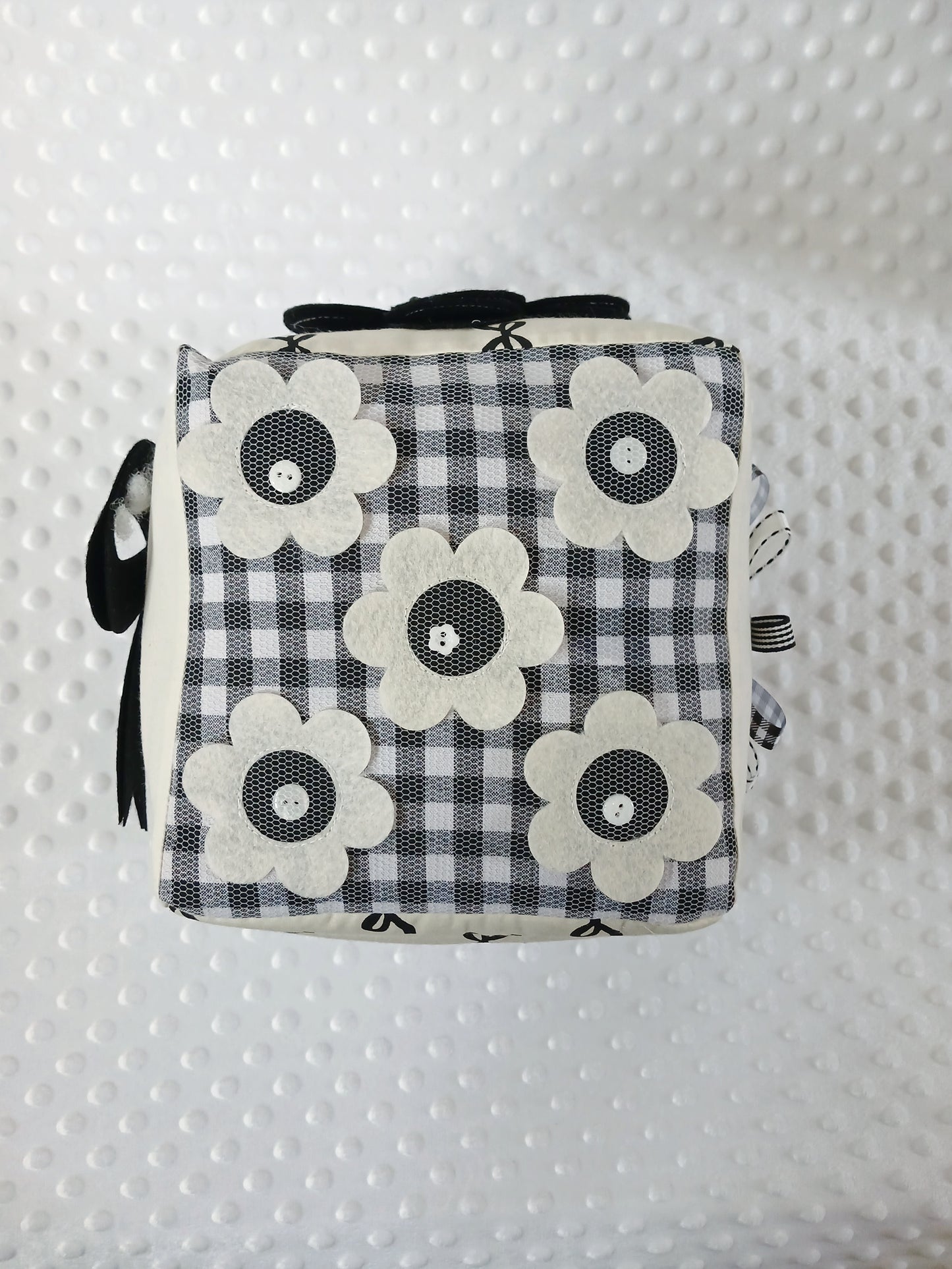 Black Bow High Contrast Baby Cube