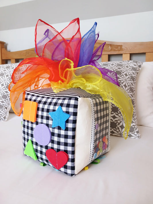 High Contrast Rainbow Cloth Baby Cube