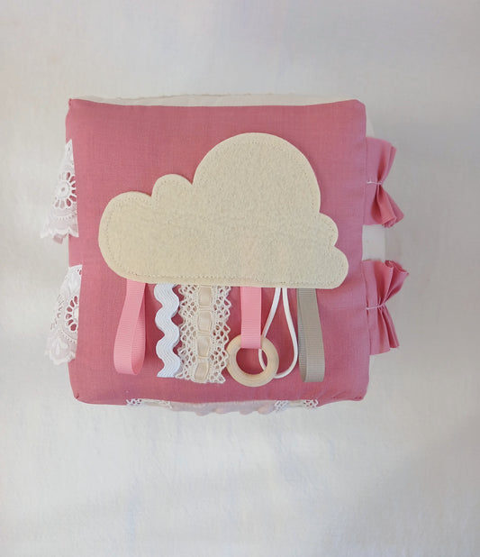 Blush Pink and Vintage Lace Baby Cube