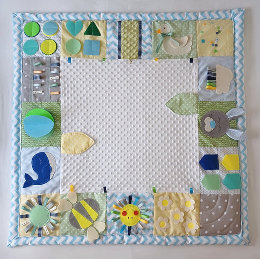 Yellow, Green and Blue Tummy Time Play Mat
