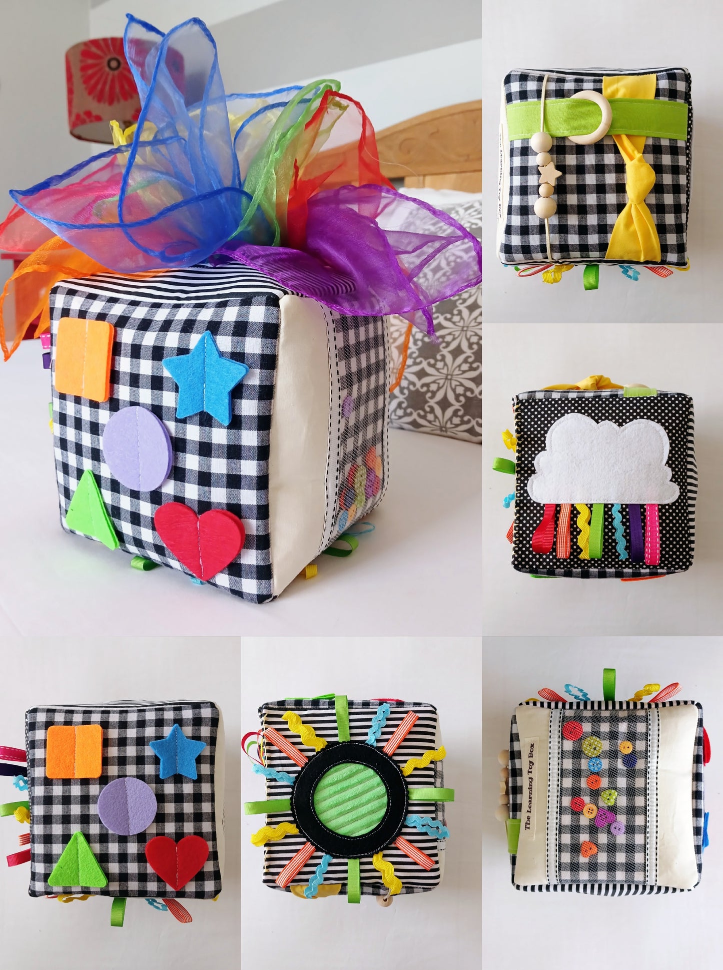 High Contrast Rainbow Cloth Baby Cube