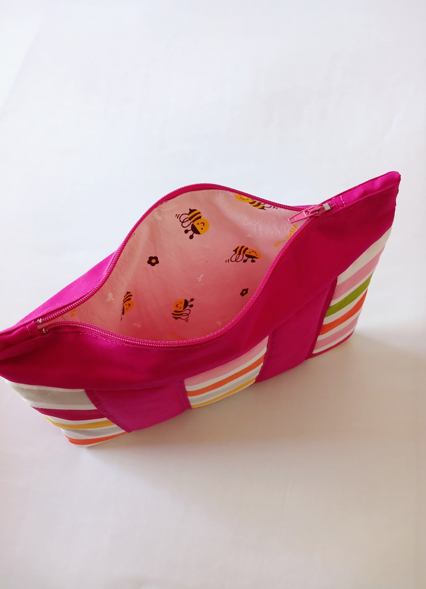 Stripped Zipper Pouch