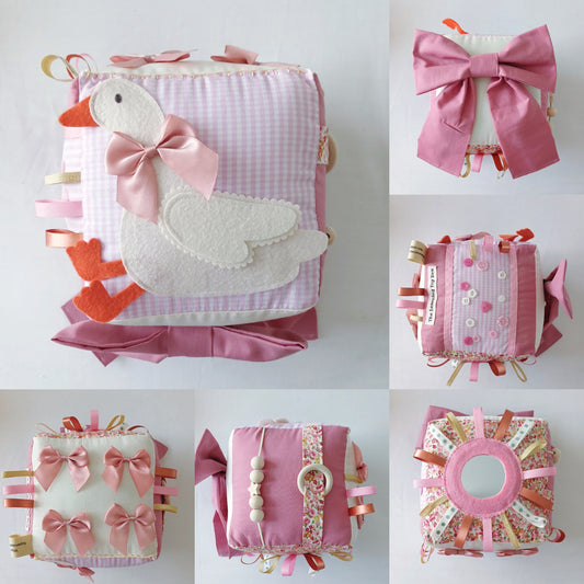Pink Bows and a Silky Goose Baby Cube