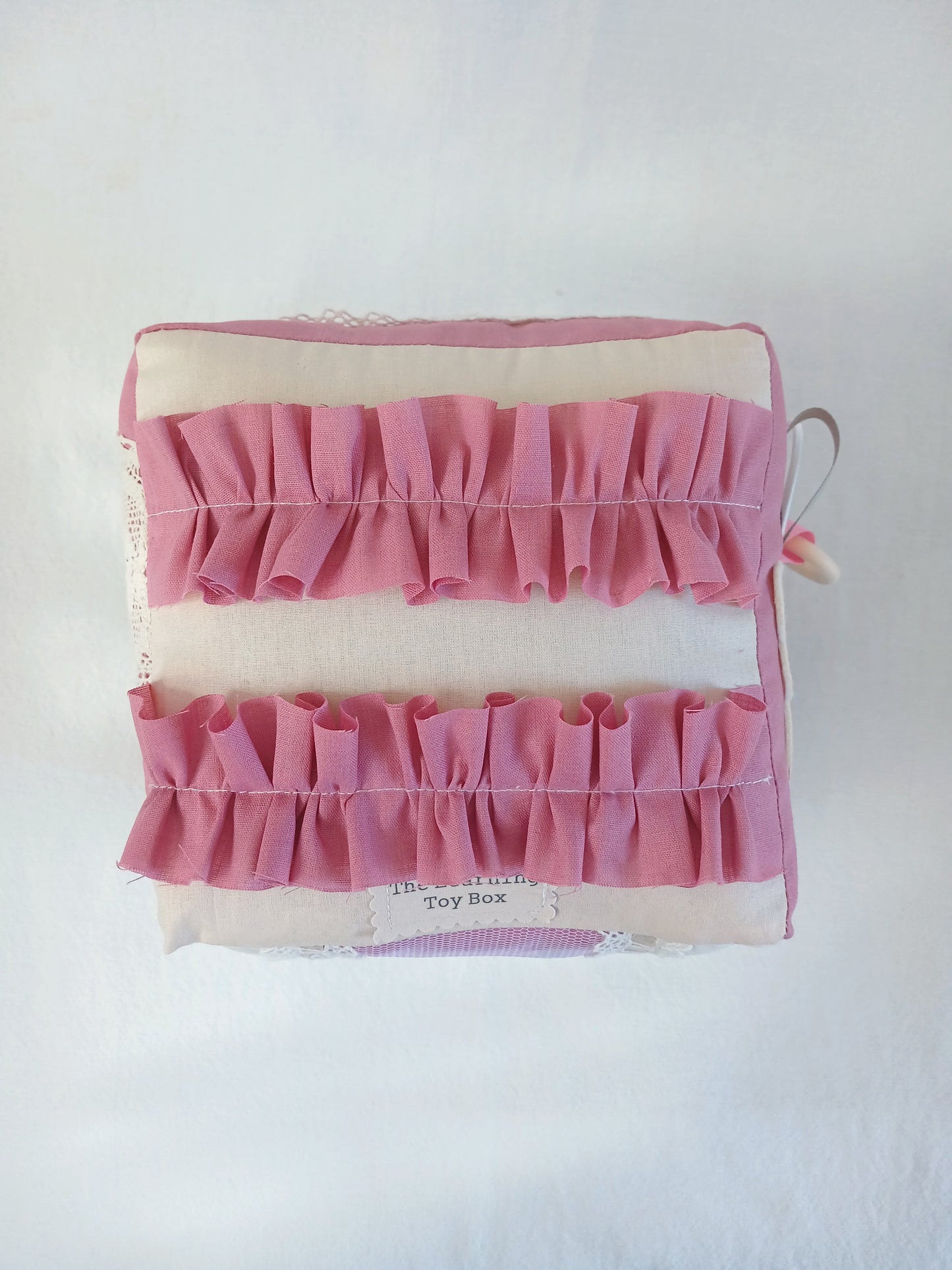 Blush Pink and Vintage Lace Baby Cube