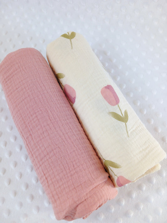 Pink Tulip Swaddle Set