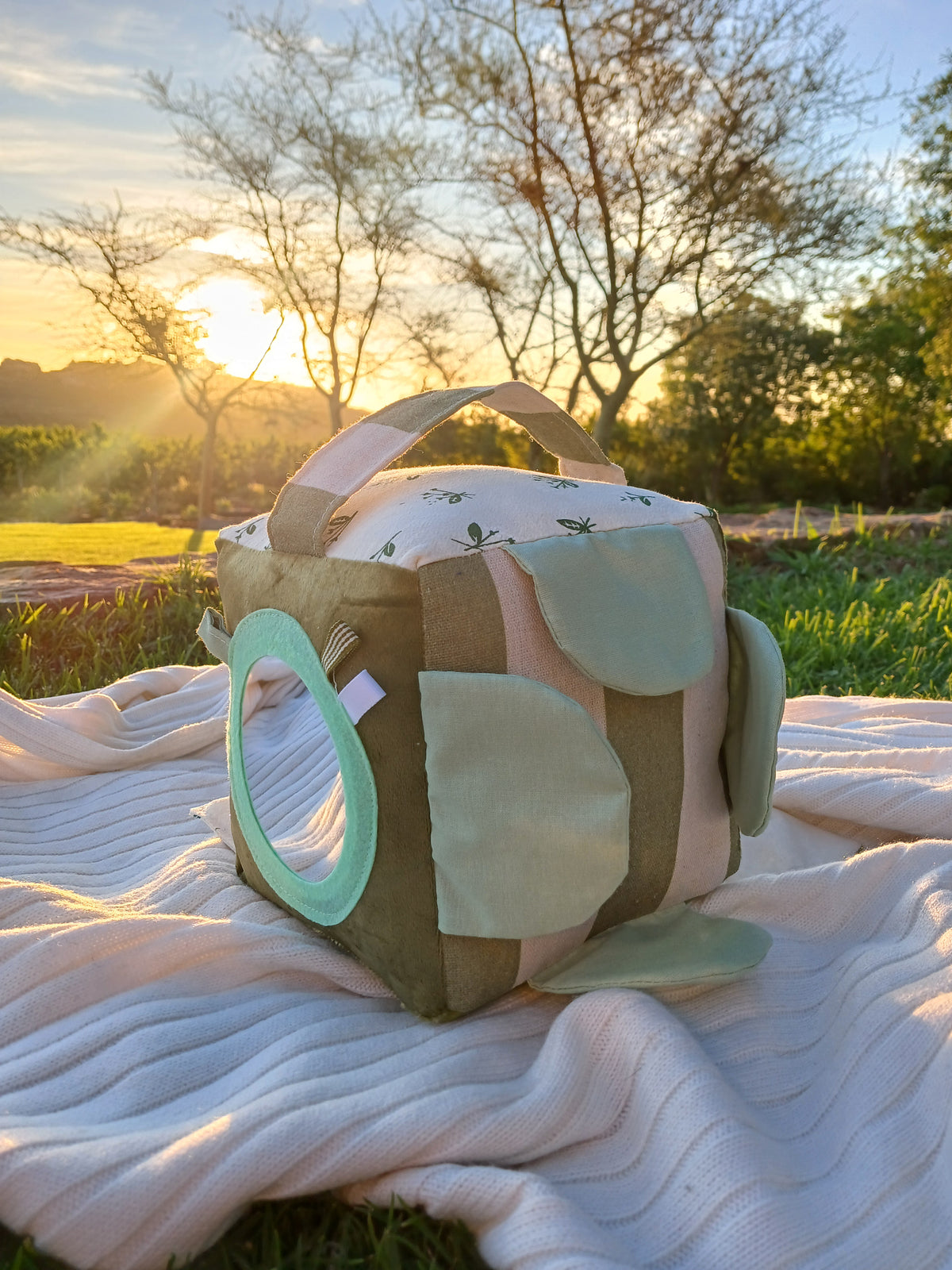 Sage Suede Bunny Cube