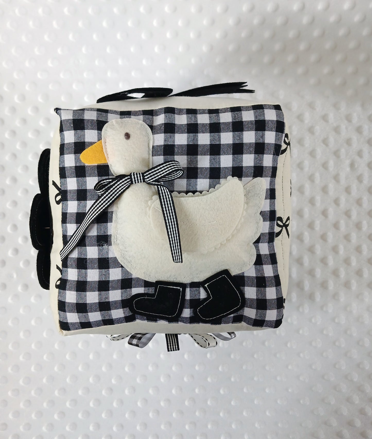 Black Bow High Contrast Baby Cube