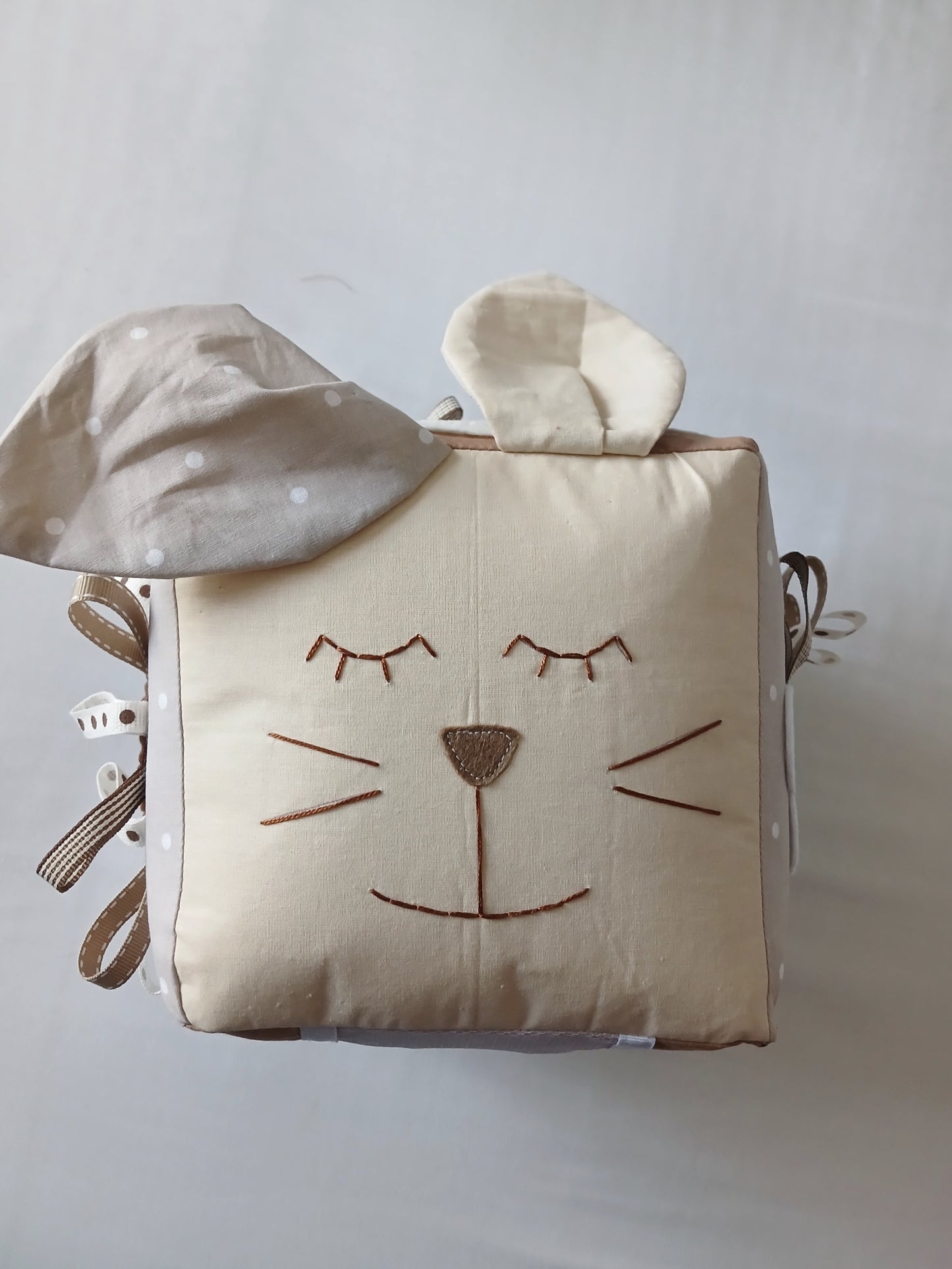 Beige and Cream Bunny Baby Cube