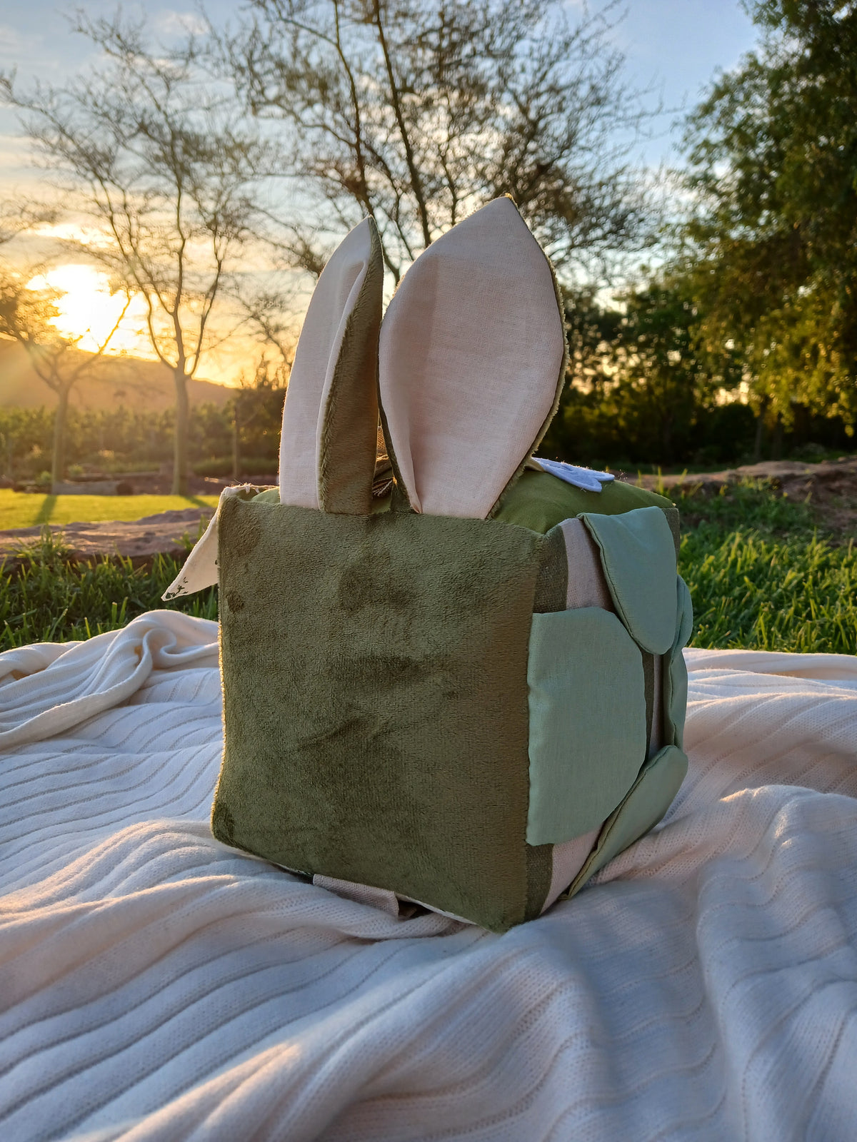 Sage Suede Bunny Cube